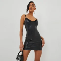 EGO Lace Trim Detail Mini Bodycon Dress In Black Faux Leather -The Perla Dress Sales Store 01 11 22 july19120 copy 2 scaled