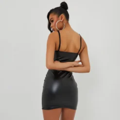 EGO Lace Trim Detail Mini Bodycon Dress In Black Faux Leather -The Perla Dress Sales Store 01 11 22 july19144 copy 2 scaled