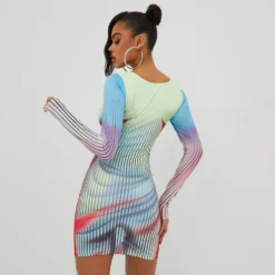 EGO Long Sleeve Scoop Neck Body Heat Printed Mini Bodycon Dress In Multi Print -The Perla Dress Sales Store 01 11 22 july19905 sq scaled