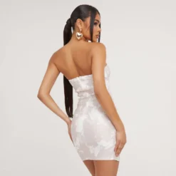 EGO Bandeau Cut Out Detail Mini Bodycon Dress In Printed Beige -The Perla Dress Sales Store 02 05 23 jul93116 s scaled