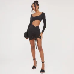 EGO Long Sleeve Cut Out Ruched Front Detail Mini Bodycon Dress In Black Slinky 8 EGO Long Sleeve Cut Out Ruched Front Detail Mini Bodycon Dress In Black Slinky -The Perla Dress Sales Store 04 04 23 noara79167 s scaled