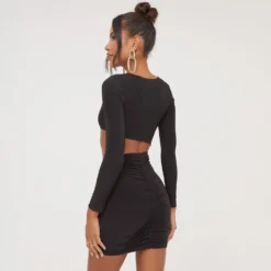 EGO Long Sleeve Cut Out Ruched Front Detail Mini Bodycon Dress In Black Slinky 9 EGO Long Sleeve Cut Out Ruched Front Detail Mini Bodycon Dress In Black Slinky -The Perla Dress Sales Store 04 04 23 noara79198 s scaled