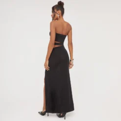 EGO Bandeau Cut Out Detail Front Split Maxi Dress In Black -The Perla Dress Sales Store 04 04 23 noara79460 sq scaled