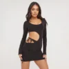 EGO Long Sleeve Cut Out Thong Detail Mini Bodycon Dress In Black Slinky -The Perla Dress Sales Store 07 03 23 jul64958 s scaled
