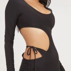 EGO Long Sleeve Cut Out Thong Detail Mini Bodycon Dress In Black Slinky -The Perla Dress Sales Store 07 03 23 jul64963 s scaled