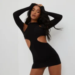 EGO Cut Out Racer Mini Bodycon Dress In Black -The Perla Dress Sales Store 09 03 22 ming8264 scaled