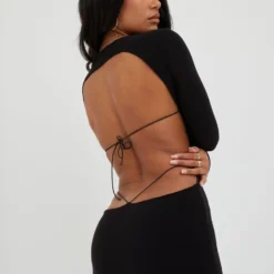 EGO Long Sleeve Backless Thong Detail Mini Bodycon Dress In Black -The Perla Dress Sales Store 09 03 22 ming8402 scaled