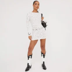 EGO Long Sleeve Open Back Distressed Detail Mini Bodycon Dress In White -The Perla Dress Sales Store 11 04 23 ming81990 s scaled