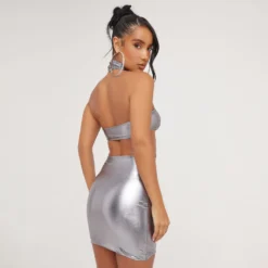 EGO High Neck Cut Out Detail Mini Bodycon Dress In Silver Metallic -The Perla Dress Sales Store 14 03 23 ming68629 s scaled
