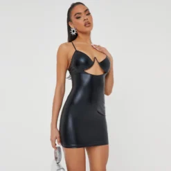 EGO Underwired Cupped Cut Out Detail Mini Bodycon Dress In Black Wet Look -The Perla Dress Sales Store 15 11 22 july24878 sq scaled