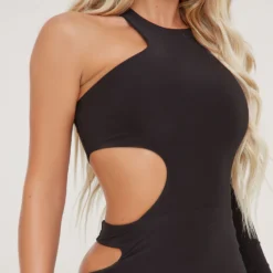 EGO One Sleeve Cut Out Detail Mini Bodycon Dress In Black Slinky -The Perla Dress Sales Store 16 02 23 emily59164 s scaled