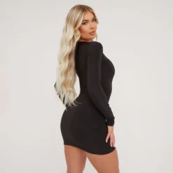 EGO Long Sleeve Cut Out Ring Detail Mini Bodycon Dress In Black Slinky -The Perla Dress Sales Store 16 02 23 emily59186 s scaled