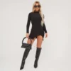 EGO High Neck Long Sleeve Split Front Mini Bodycon Dress In Black -The Perla Dress Sales Store 16 02 23 emily59324 s scaled