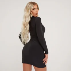 EGO High Neck Long Sleeve Split Front Mini Bodycon Dress In Black 9 EGO High Neck Long Sleeve Split Front Mini Bodycon Dress In Black -The Perla Dress Sales Store 16 02 23 emily59347 s scaled