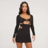 EGO Long Sleeve Front Cut Out Detail Mini Bodycon Dress In Black Slinky 1 EGO Long Sleeve Front Cut Out Detail Mini Bodycon Dress In Black Slinky -The Perla Dress Sales Store 16 03 23 ming68974 s scaled