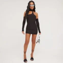 EGO Choker Detail Mini Bodycon Dress With Sleeves In Black Slinky -The Perla Dress Sales Store 16 03 23 ming69641 s scaled