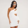 EGO One Sleeve Cut Out Detail Mini Bodycon Dress In Cream Crepe 2 EGO One Sleeve Cut Out Detail Mini Bodycon Dress In Cream Crepe -The Perla Dress Sales Store 16 03 23 ming69830 s scaled