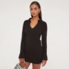 EGO Long Sleeve Collared Mini Bodycon Dress In Black Knit -The Perla Dress Sales Store 17 01 23 pam47158 s scaled