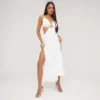 EGO Strappy V Neck Cut Out Open Back Ring Detail Split Leg Midaxi Dress In Cream -The Perla Dress Sales Store 18 04 23 jul85432 sq scaled