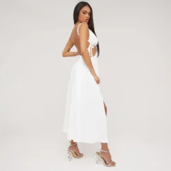 EGO Strappy V Neck Cut Out Open Back Ring Detail Split Leg Midaxi Dress In Cream -The Perla Dress Sales Store 18 04 23 jul85443 sq scaled