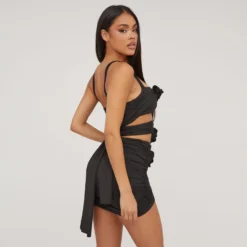 EGO Square Neck Cut Out Ruched Rose Detail Mini Bodycon Dress In Black -The Perla Dress Sales Store 18 04 23 jul86453 sq scaled