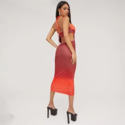 EGO Halterneck Strappy Cut Out Open Back Detail Midaxi Dress In Red Ombre -The Perla Dress Sales Store 18 04 23 jul86675 sq scaled