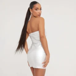 EGO Strapless Cut Out Detail Mini Bodycon Dress In Silver Metallic -The Perla Dress Sales Store 19 01 23 ming48443 s scaled