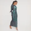 EGO Long Sleeve Strap Back Detail Body Print Maxi Bodycon Dress In Black And Green Slinky -The Perla Dress Sales Store 19 01 23 ming48554 s scaled