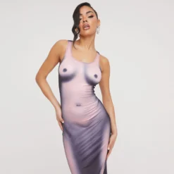 EGO Scooped Neck Body Print Detail Midi Bodycon Dress In Pink -The Perla Dress Sales Store 20 12 22 jul37584 sq scaled