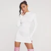 EGO High Neck Long Sleeve Super Stretch Mini Bodycon Dress In White -The Perla Dress Sales Store 20 12 22 jul37634 sq scaled