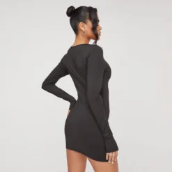 EGO Long Sleeve Zip Up Detail Super Stretch Mini Bodycon Dress In Black -The Perla Dress Sales Store 20 12 22 jul38000 s2 scaled