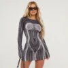 EGO Long Sleeve Contrast Body Print Mini Bodycon Dress In Black -The Perla Dress Sales Store 21 03 23 em70787 s scaled