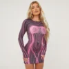 EGO Long Sleeve Contrast Body Print Mini Bodycon Dress In Pink -The Perla Dress Sales Store 21 03 23 em71262 sq scaled