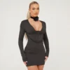 EGO Long Sleeve Corset Detail Mini Bodycon Dress In Black -The Perla Dress Sales Store 21 03 23 em71979 s scaled