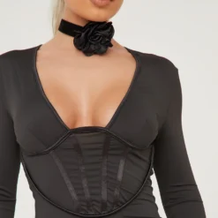 EGO Long Sleeve Corset Detail Mini Bodycon Dress In Black -The Perla Dress Sales Store 21 03 23 em71980 s scaled