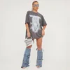 EGO Oversized Cross Graphic Print T-Shirt Dress In Grey