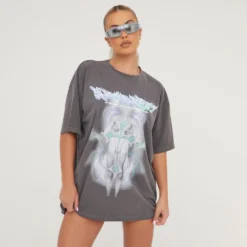 EGO Oversized Cross Graphic Print T-Shirt Dress In Grey -The Perla Dress Sales Store 21 03 23 em72211 s scaled