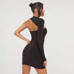 EGO One Sleeve Mini Bodycon Dress In Black Slinky -The Perla Dress Sales Store 24 01 23 jul50254 s 1 scaled