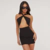 EGO Cross Front Cut Out Detail Mini Bodycon Dress In Black Slinky -The Perla Dress Sales Store 27 04 23 jul90907 s scaled