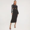 EGO Long Sleeve Ladder Detail Cut Out Maxi Dress In Black Ribbed -The Perla Dress Sales Store 28 02 23 jul62832 s scaled