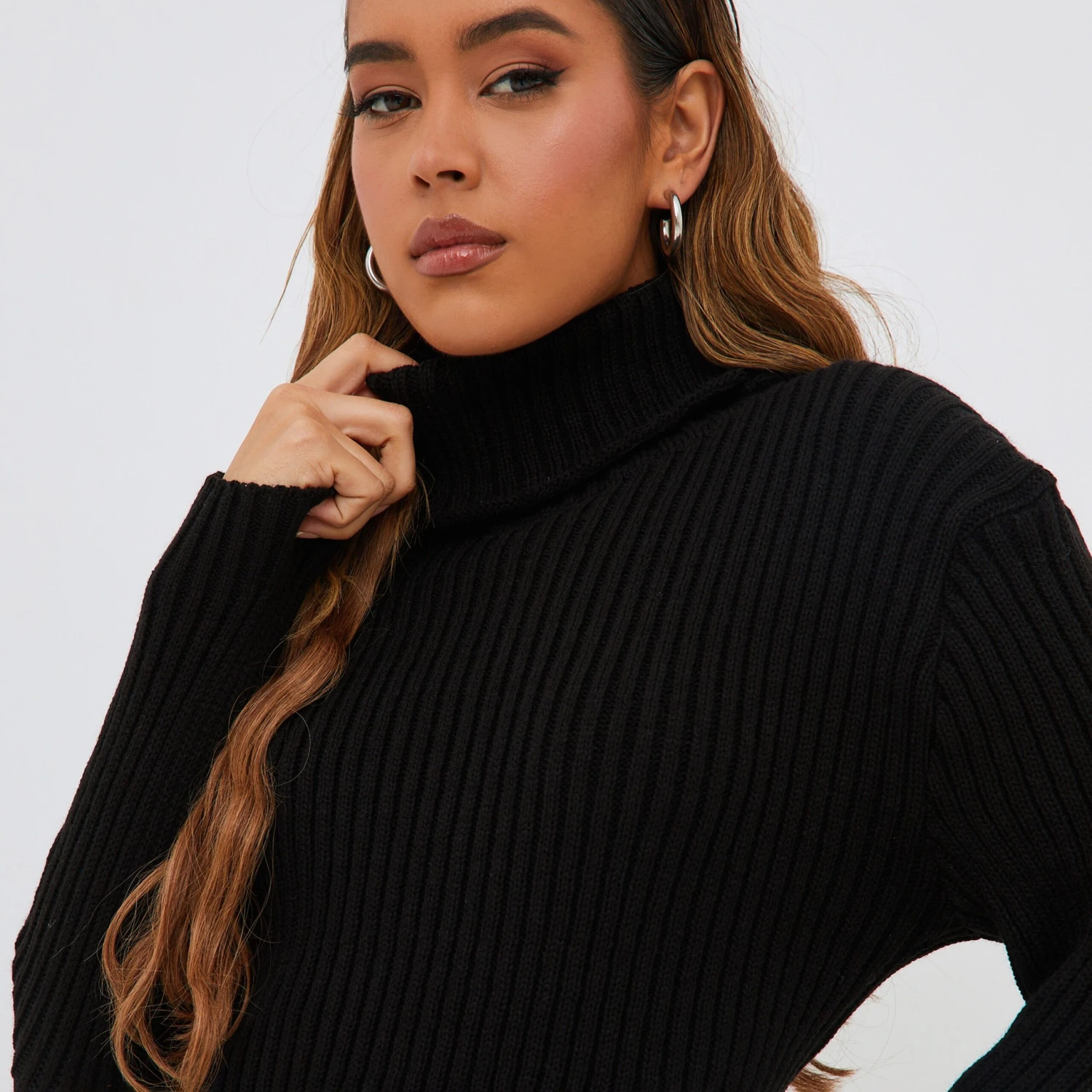 EGO Knitted Roll Neck Mini Dress In Black 3 EGO Knitted Roll Neck Mini Dress In Black - Image 2