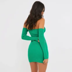 EGO Bardot Long Sleeve Cup Detail Mini Bodycon Dress In Green Ribbed Knit 8 EGO Bardot Long Sleeve Cup Detail Mini Bodycon Dress In Green Ribbed Knit -The Perla Dress Sales Store clh239 gr 3 scaled